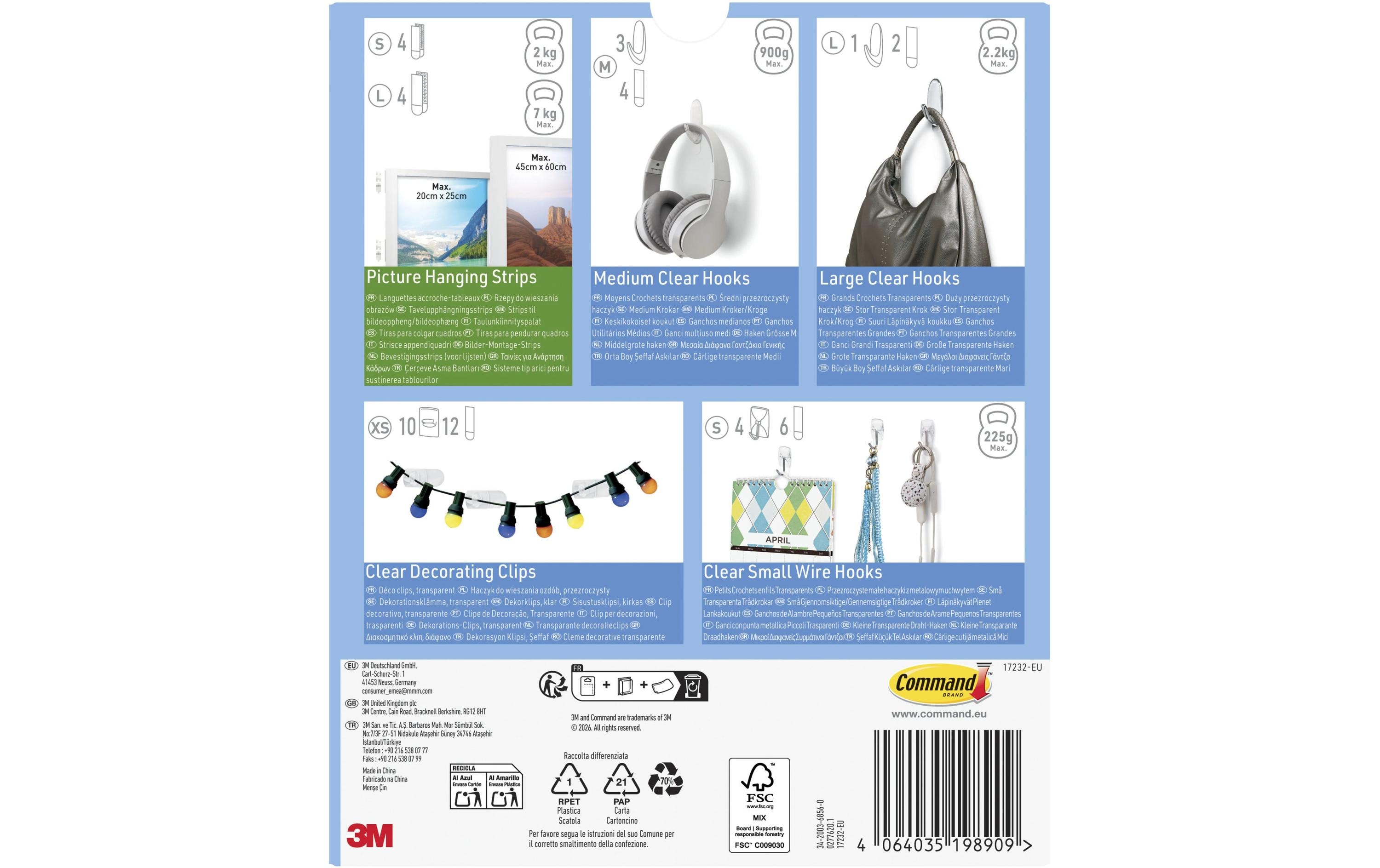Command Klebehaken Set 2 kg, Transparent