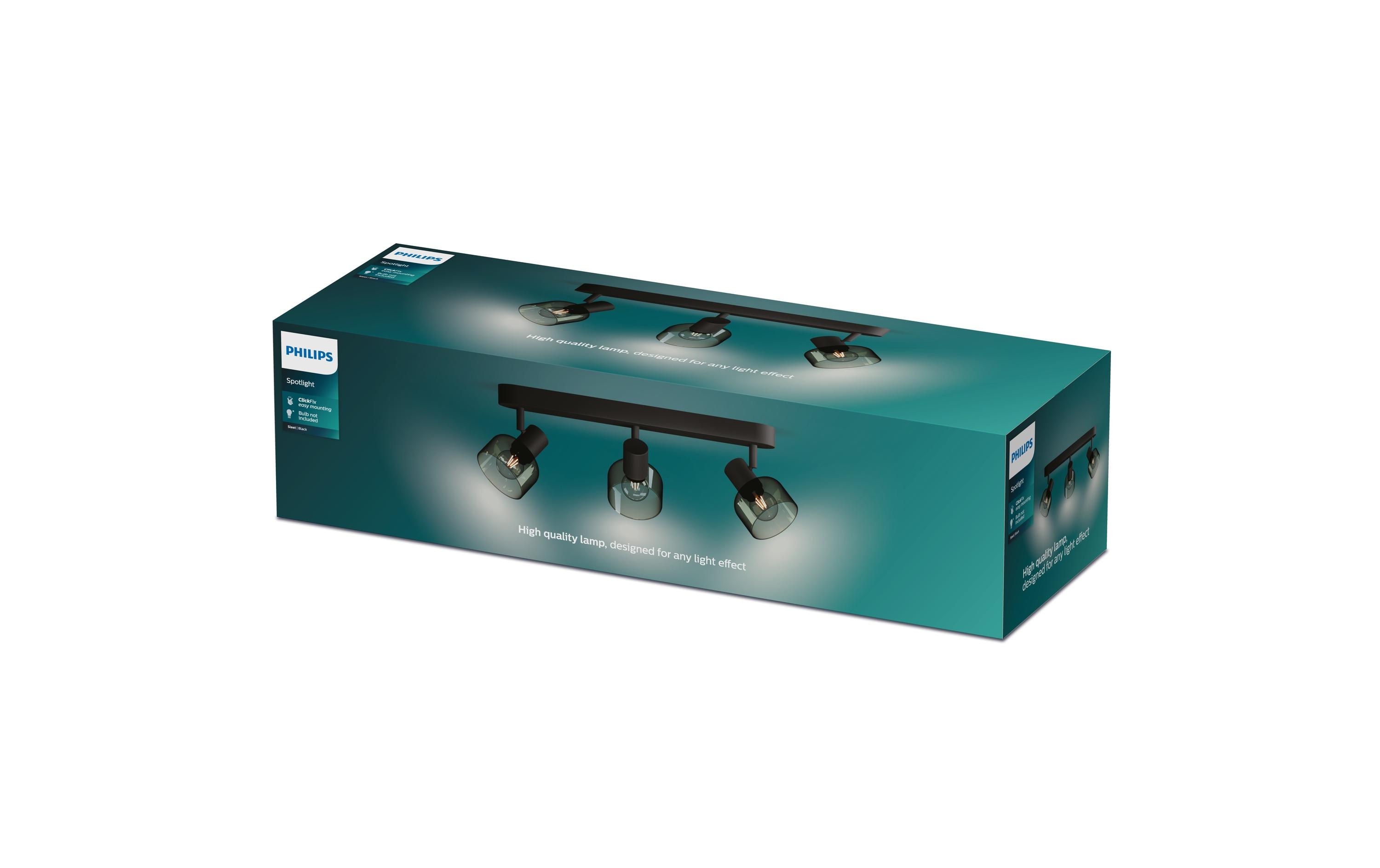 Philips Aufbauspot Sleet 3er Spot für E14 Schwarz, ohne Leuchtmittel