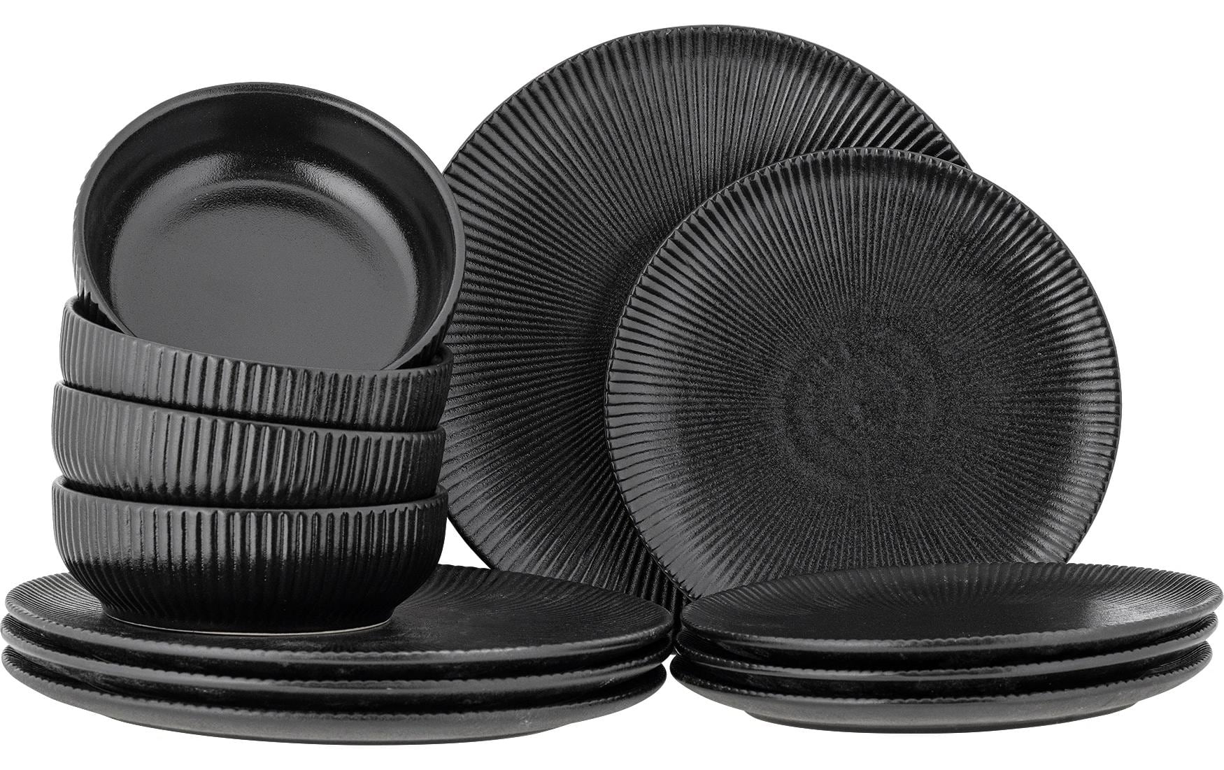 Bloomingville Speiseteller Neri 12-teilig, Schwarz