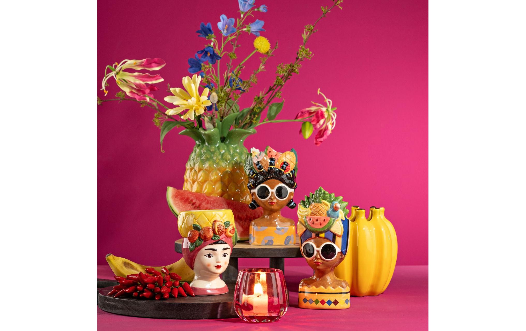 G. Wurm Vase Ananas 21 cm, Gelb/Grün