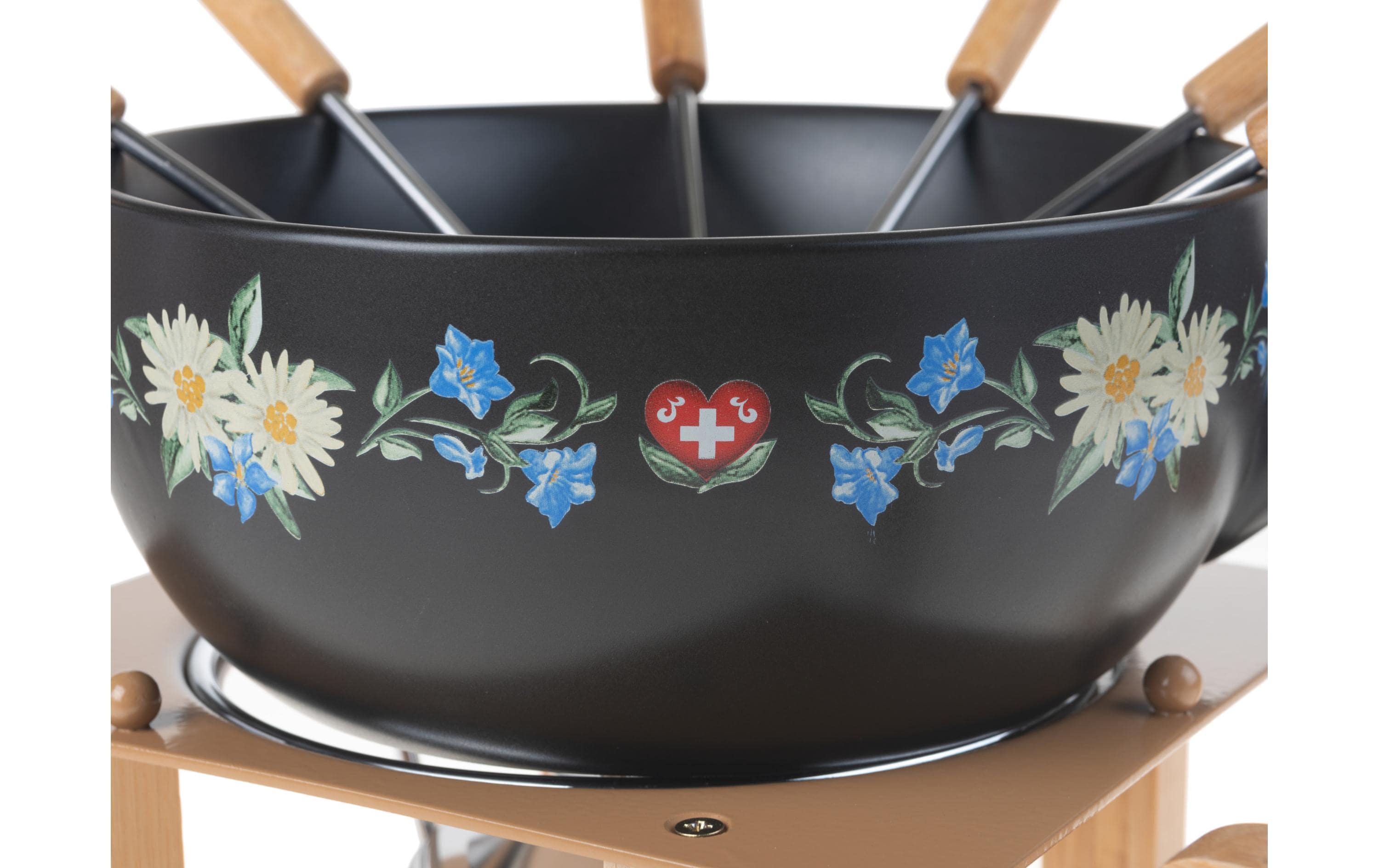 Nouvel Käsefondue-Set Schlitten 9 Teile, Schwarz