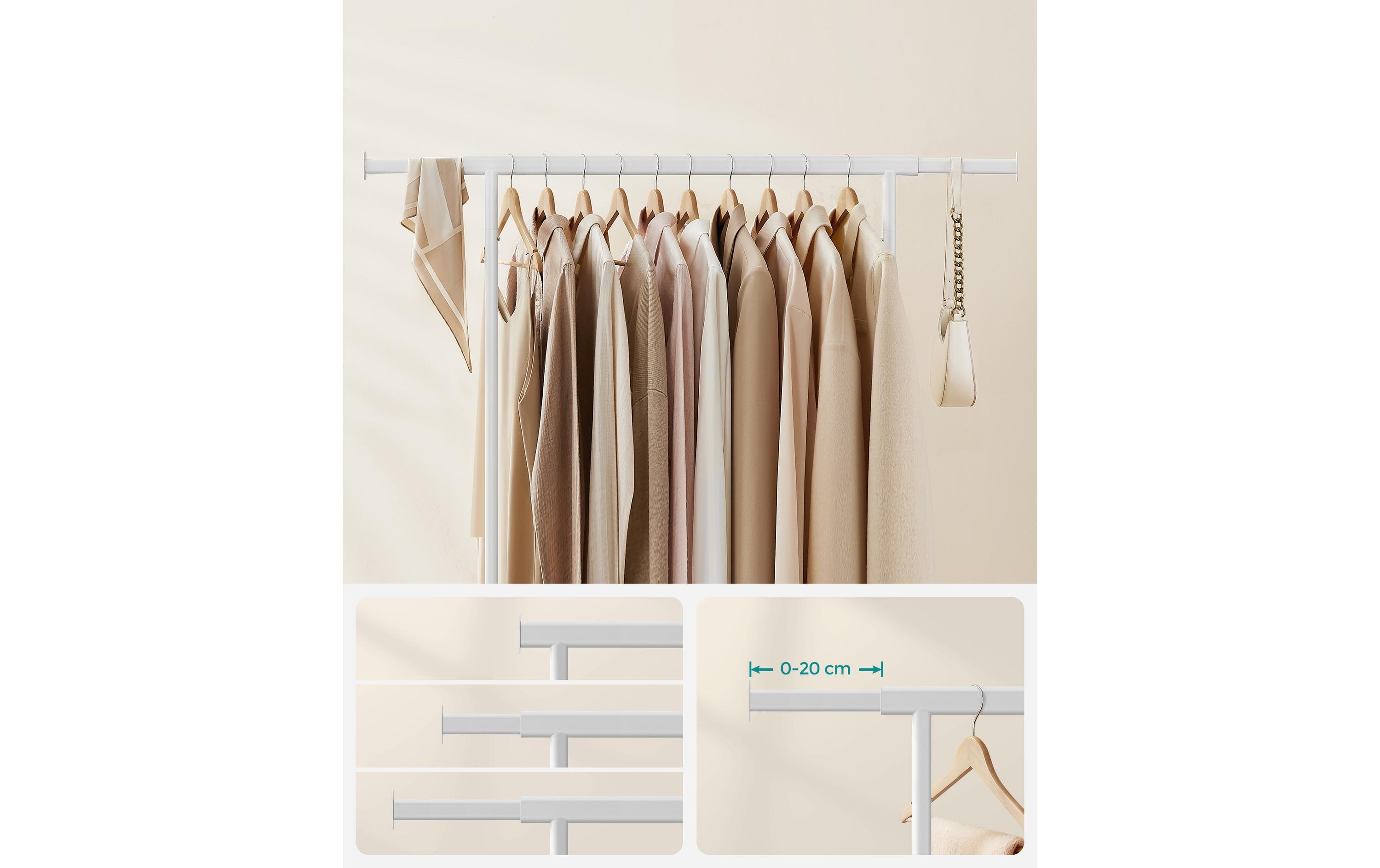 Songmics Garderobenständer ausziehbare Stange Weiss