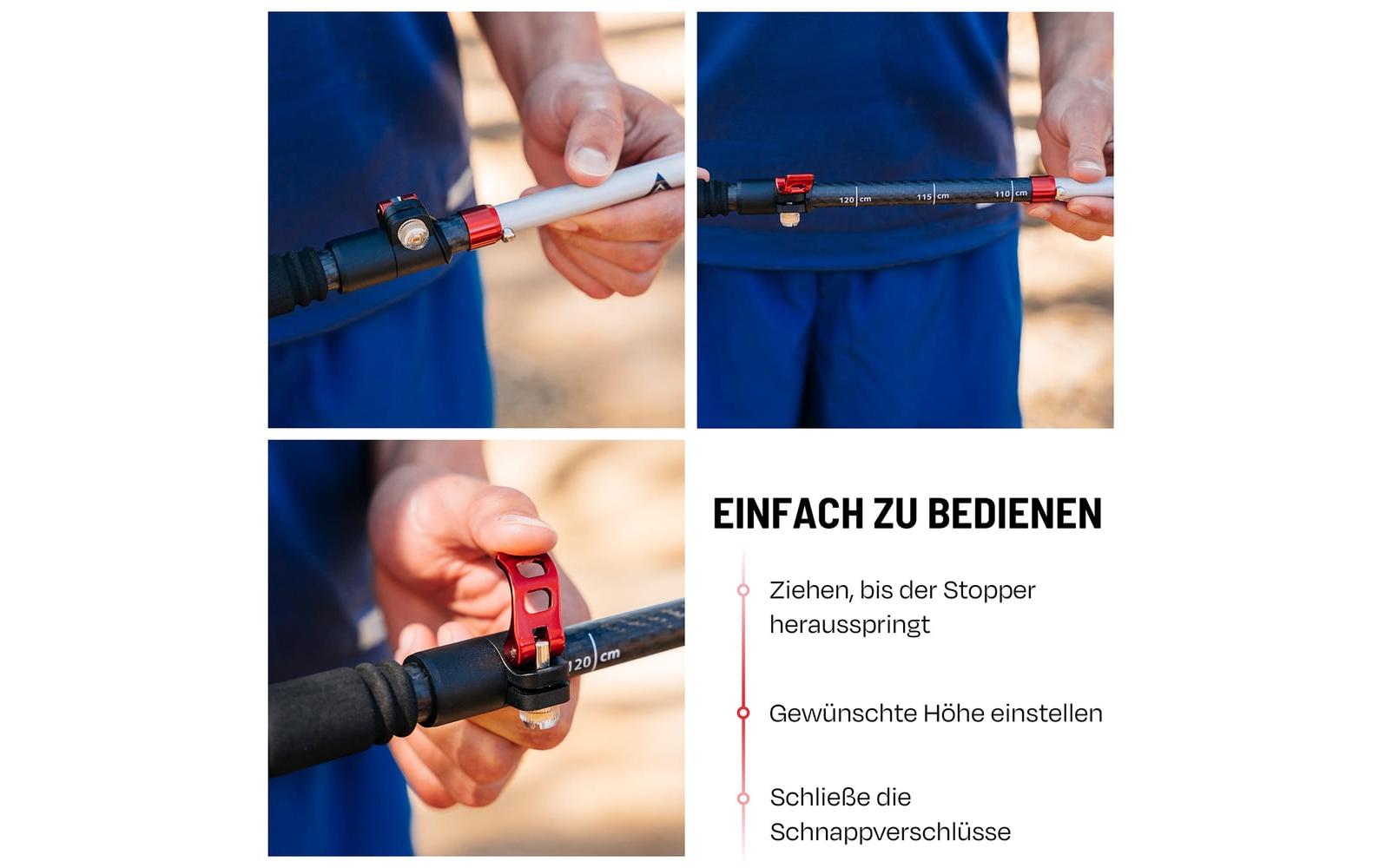 Atacama Teleskop Wanderstöcke, Flip Lock 110-135 cm