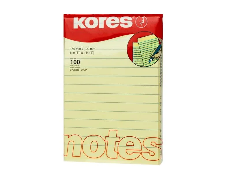 Kores Notizzettel liniert 15 x 10 cm, Hellgelb Kores Notizzettel liniert 15 x 10 cm, Hellgelb