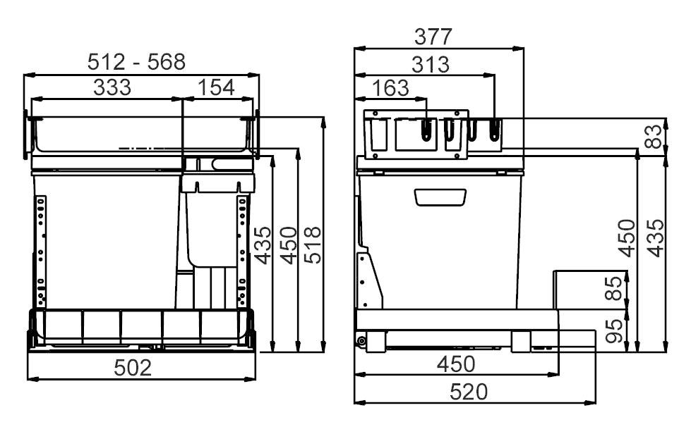 Müllex Abfalleimer BOXX 55/60-R Bio