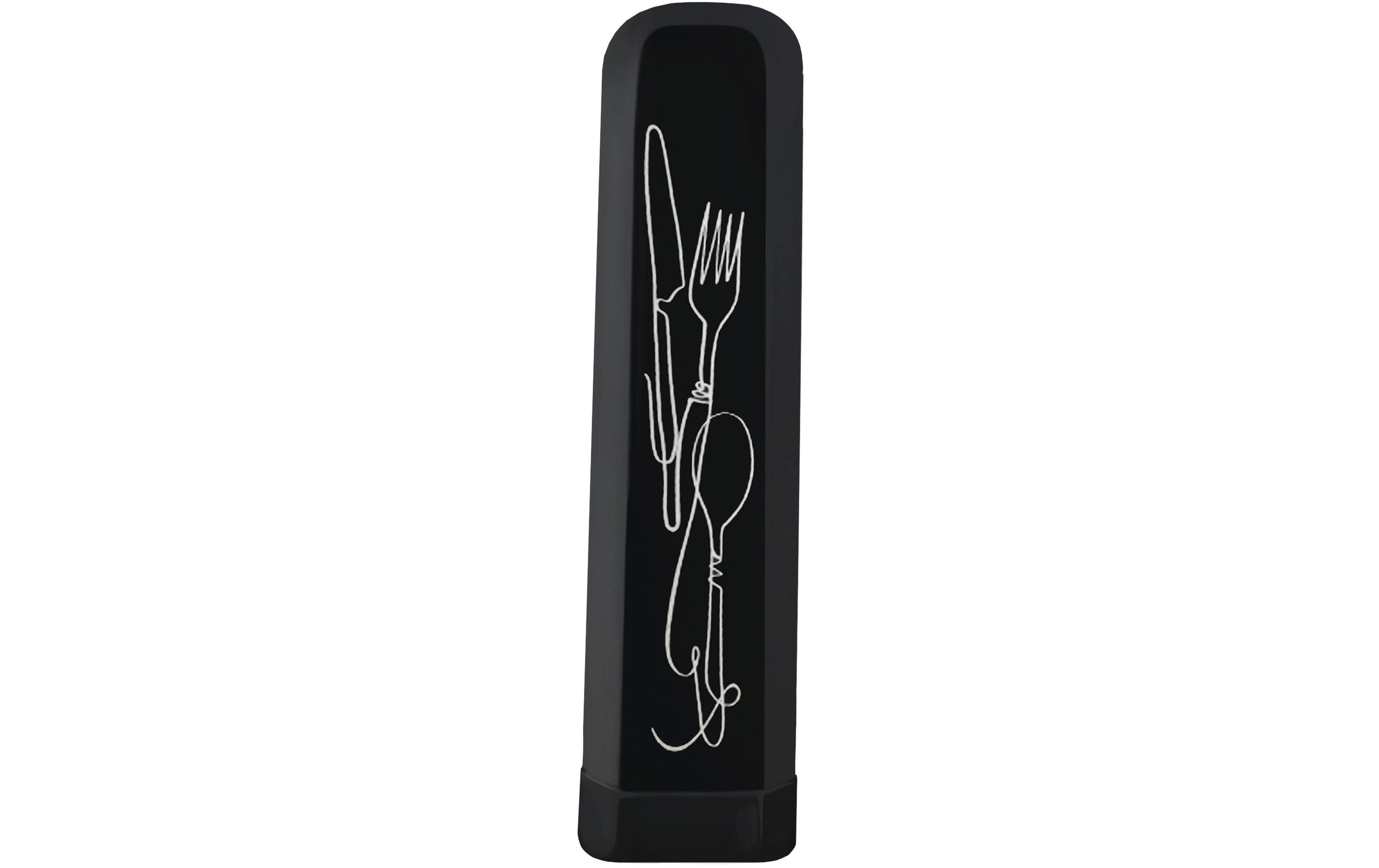 BioLoco Besteck-Set to go Plant – Line Art 4-teilig, Schwarz