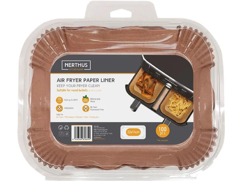Nerthus Rechteckiges Backpapier für Airfryer 100 Stück Nerthus Rechteckiges Backpapier für Airfryer 100 Stück