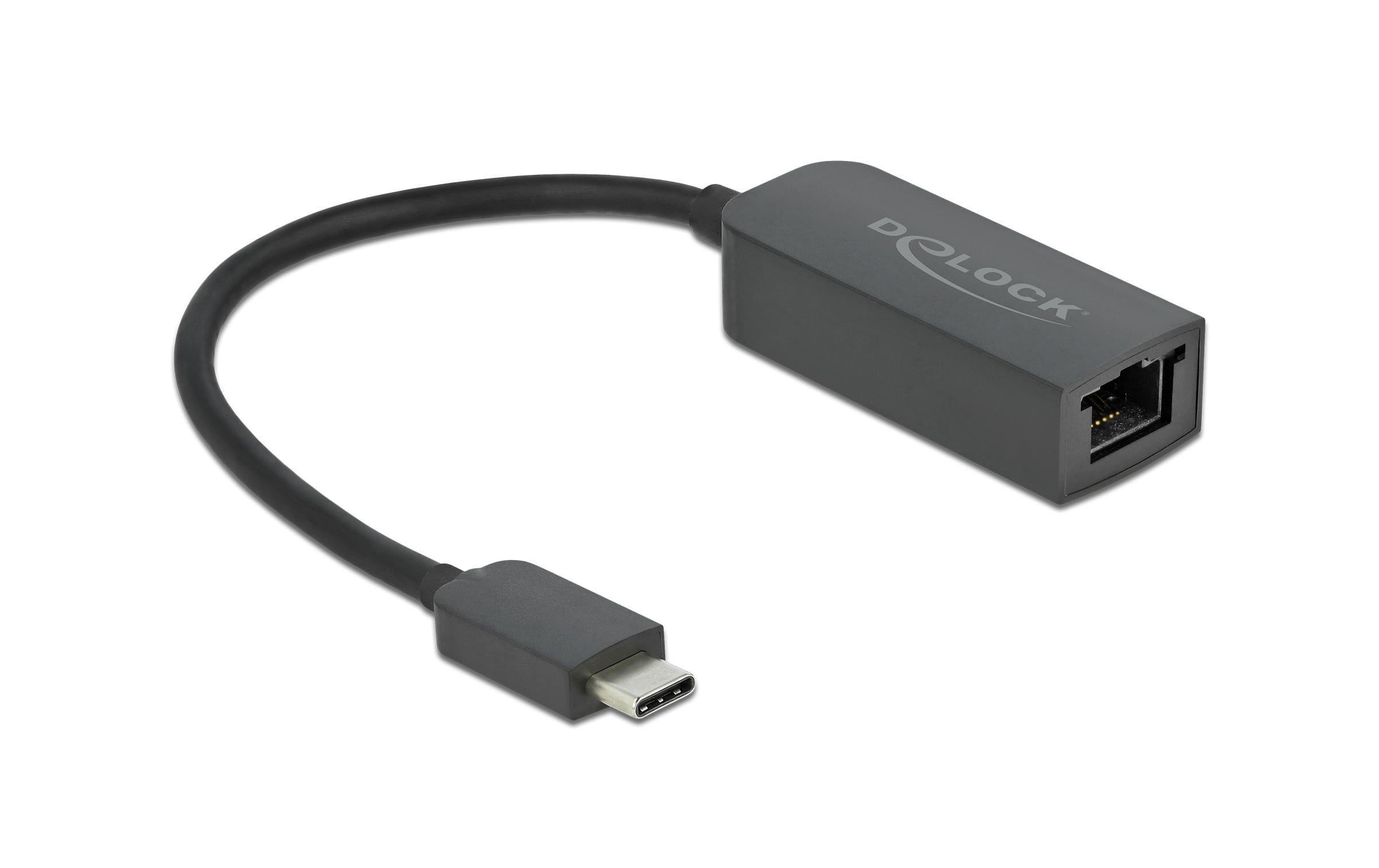 Delock Netzwerk-Adapter USB-C – RJ45 2.5Gbps schwarz, kompakt Delock Netzwerk-Adapter USB-C – RJ45 2.5Gbps schwarz, kompakt