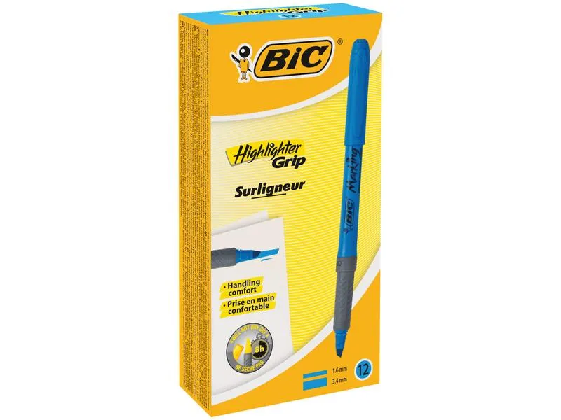 BIC Textmarker Brite Liner Grip 12 Stück, Blau BIC Textmarker Brite Liner Grip 12 Stück, Blau