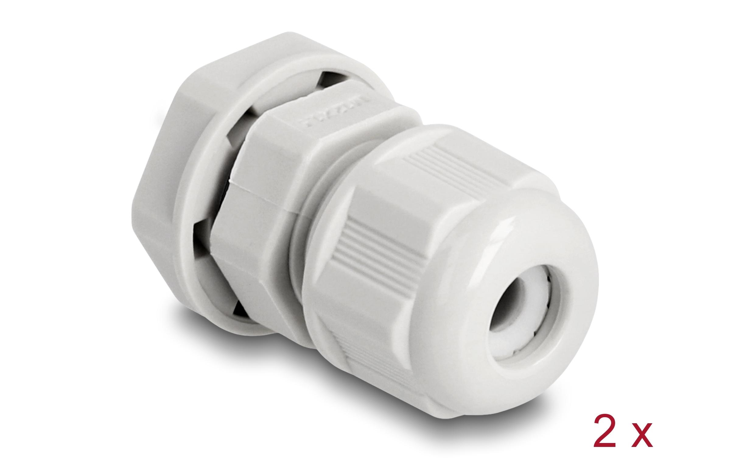 Delock Kabelverschraubung M12, grau 2 Stück Delock Kabelverschraubung M12, grau 2 Stück