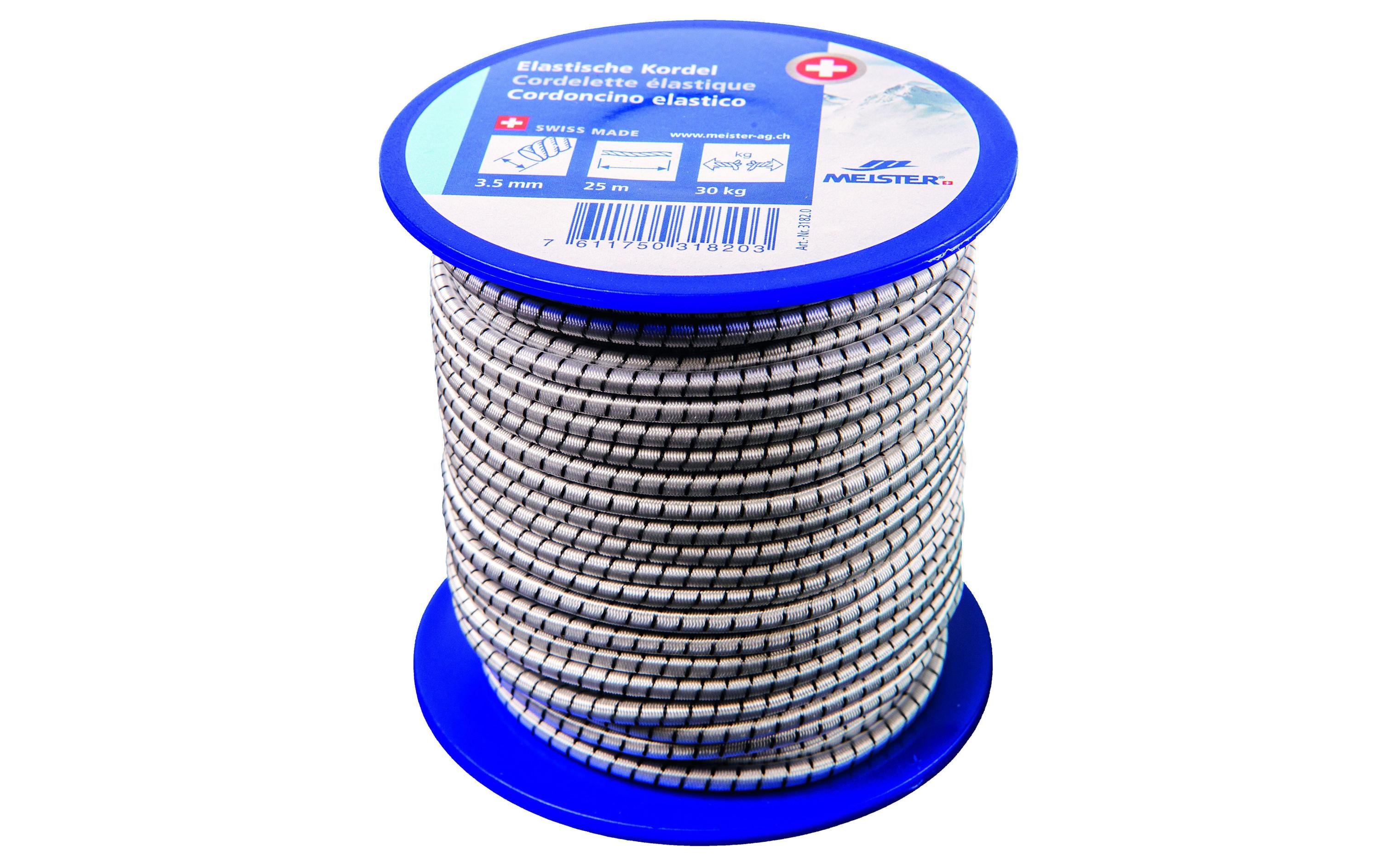 Meister Gummi-Spannseil Ø 3,5 mm, 25 m, 30 kg, Schwarzweiss Meister Gummi-Spannseil Ø 3,5 mm, 25 m, 30 kg, Schwarzweiss