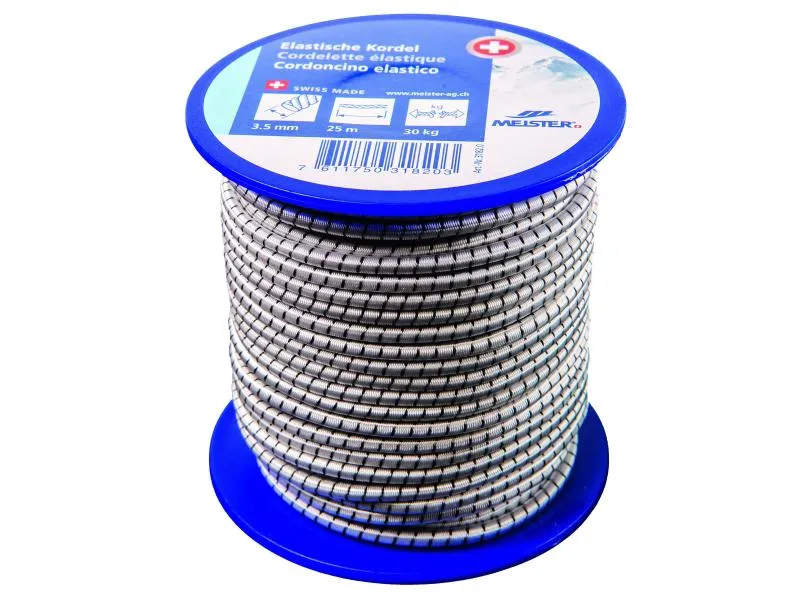 Meister Gummi-Spannseil Ø 3,5 mm, 25 m, 30 kg, Schwarzweiss Meister Gummi-Spannseil Ø 3,5 mm, 25 m, 30 kg, Schwarzweiss