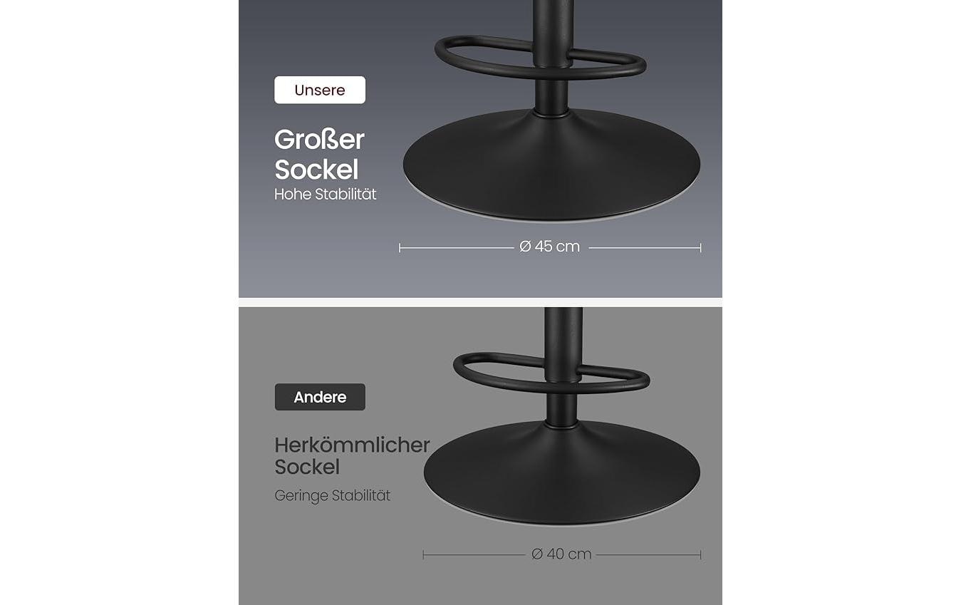 VASAGLE Barhocker 2er Set 48 x 90 cm/112 cm, Schwarz