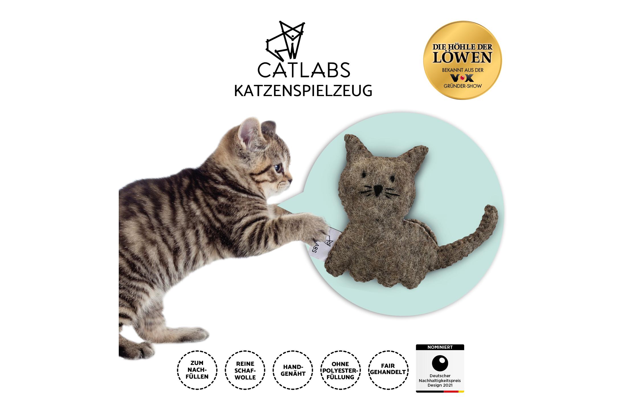 Catlabs Katzen-Spielzeug Kuschelige Katze mit Katzenminze