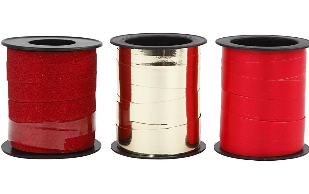 Creativ Company Geschenkband Rot/Gold 1 cm x 15 m, 3 Stück, Rot Creativ Company Geschenkband Rot/Gold 1 cm x 15 m, 3 Stück, Rot