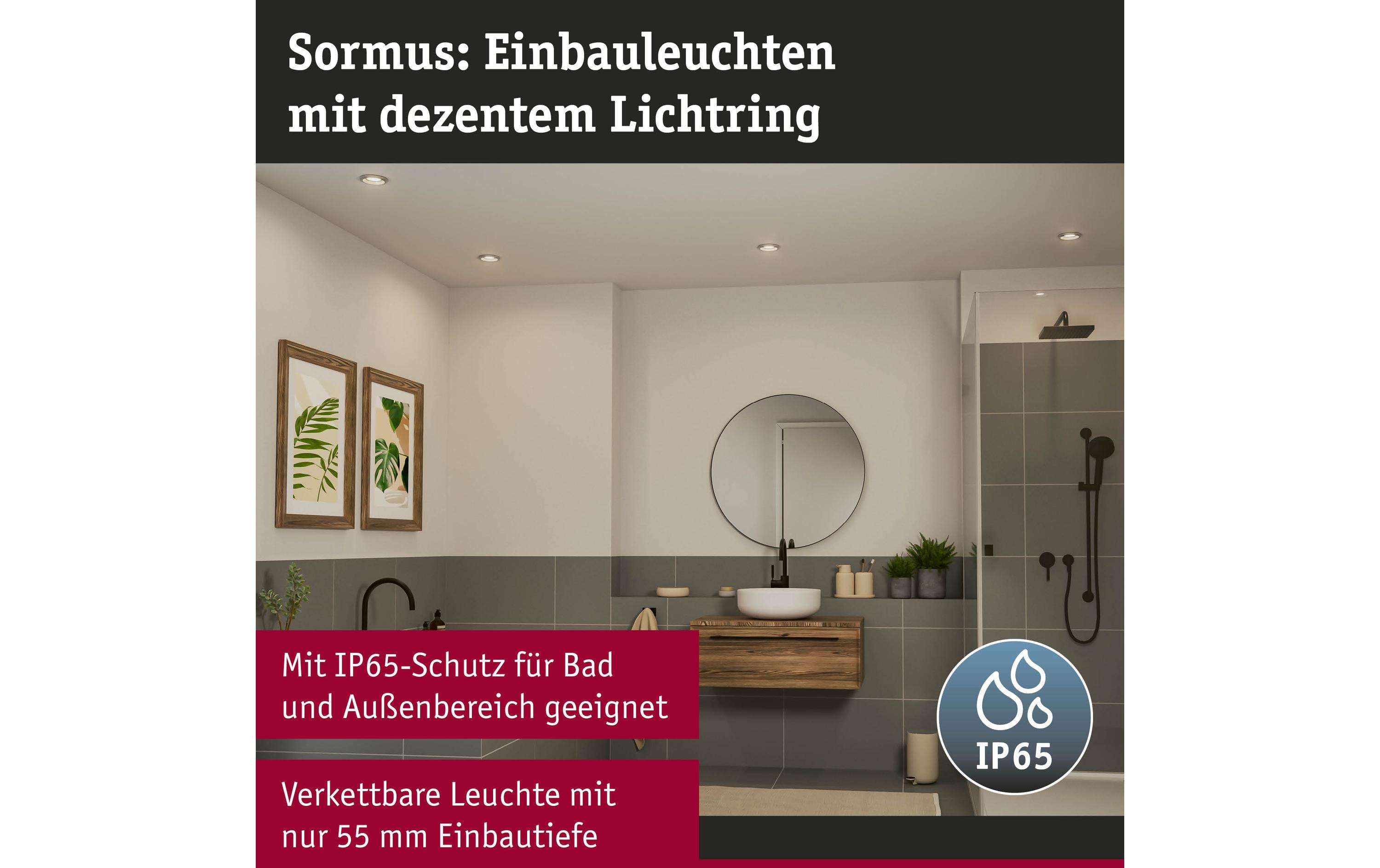 Paulmann Einbauleuchte LED Sormus 3er-Set Chrom