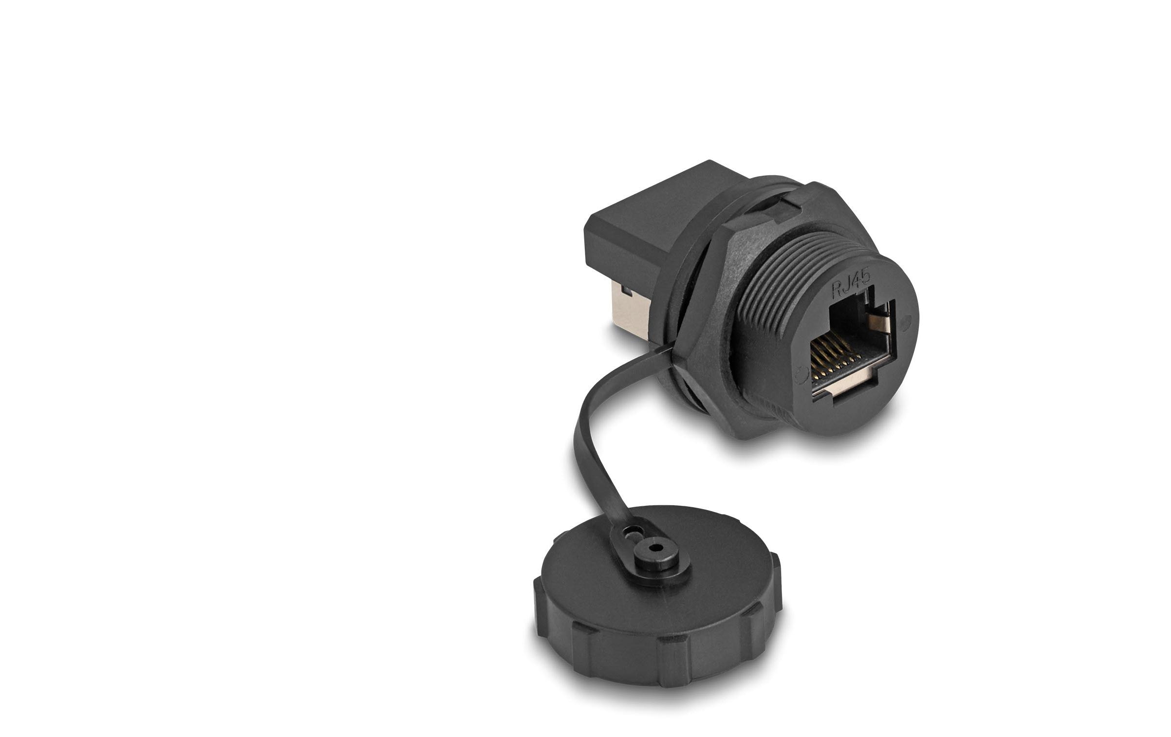 Delock Kupplung RJ45 Cat.6A mit Verschlusskappe, zum Einbau 1 Stück Delock Kupplung RJ45 Cat.6A mit Verschlusskappe, zum Einbau 1 Stück