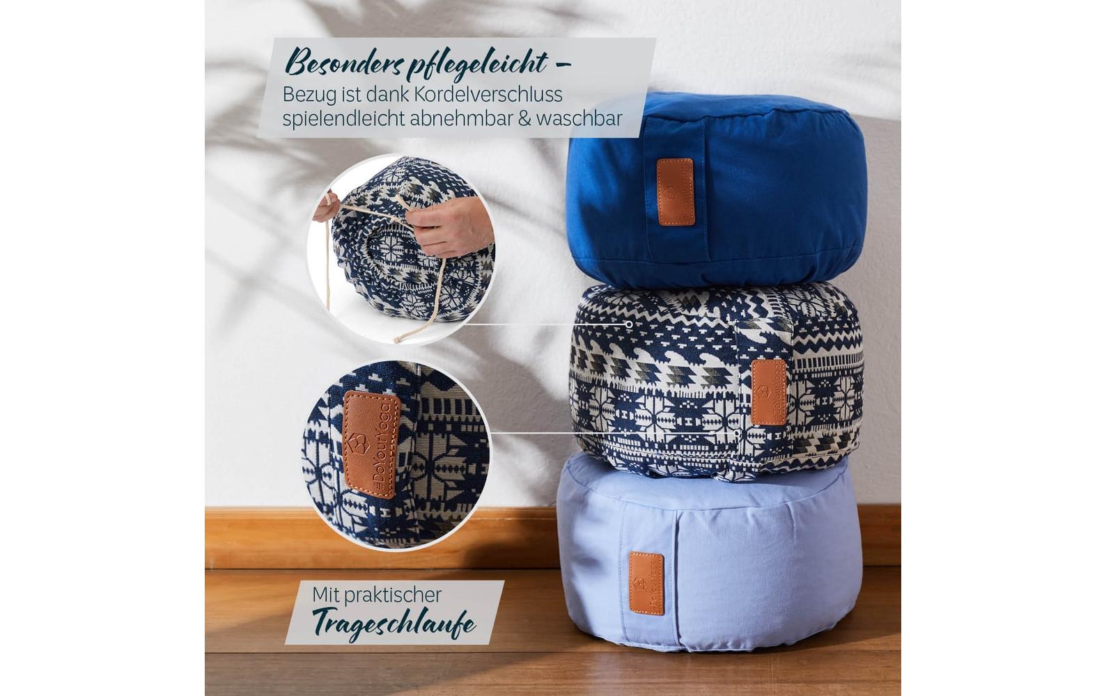 DoYourYoga Yoga-Kissen Vishnu Dinkelspelz, Blau/Weiss