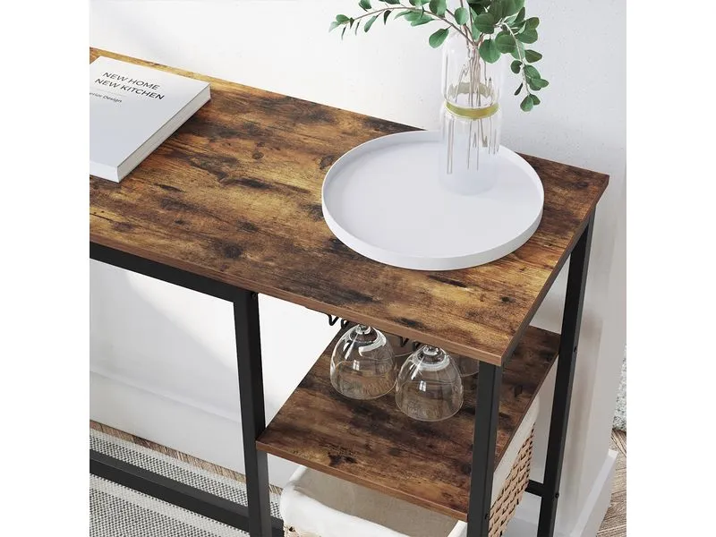 VASAGLE Bartisch Industrial 40 x 90 cm, Braun/Schwarz VASAGLE Bartisch Industrial 40 x 90 cm, Braun/Schwarz