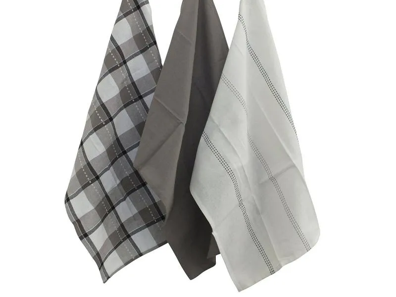 Kela Geschirrtuch-Set Pasado 3 Stück, Grau/Weiss