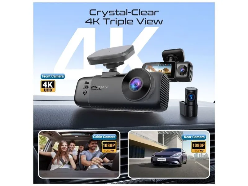 Promate Dashcam Rovex-S3 4K Ultra HD GPS WLAN