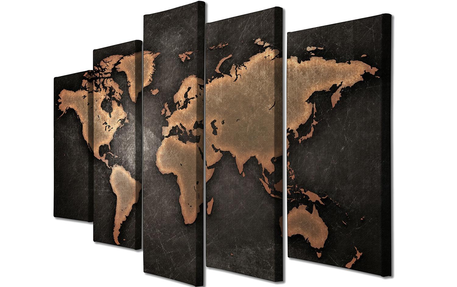 Wallxpert Bild World 5 Teile, 105 x 70 cm