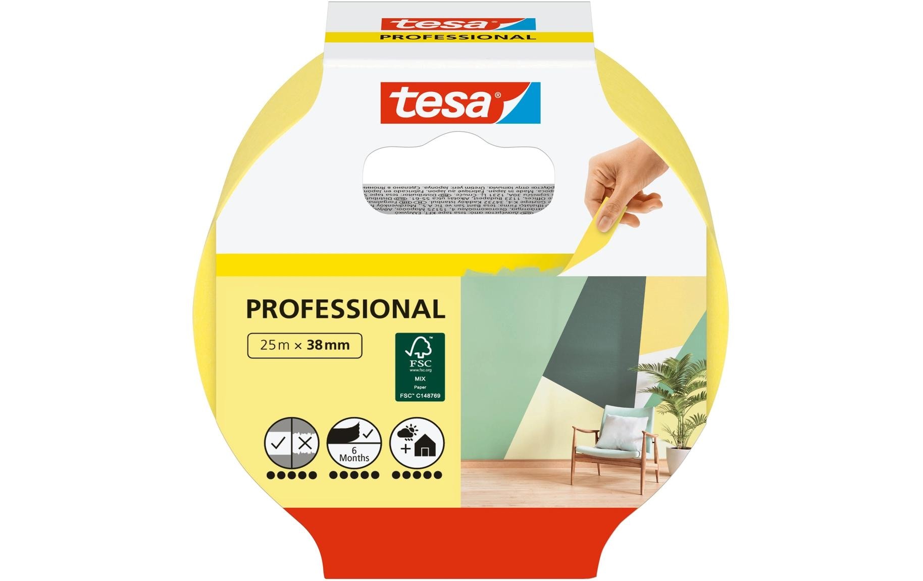 tesa Malerband Malerkrepp Professional 25m x 38 mm tesa Malerband Malerkrepp Professional 25m x 38 mm