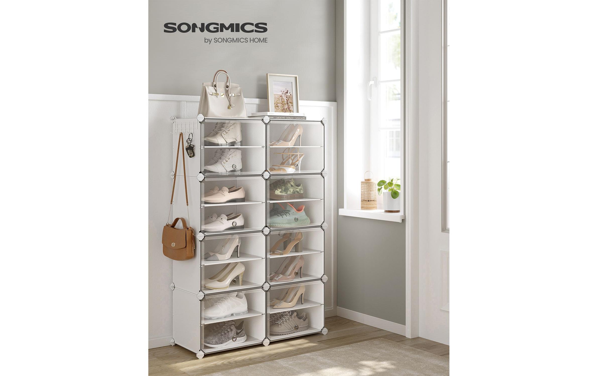 Songmics Schuhregal Schuhregal 82 x 32 x 122 cm, Weiss
