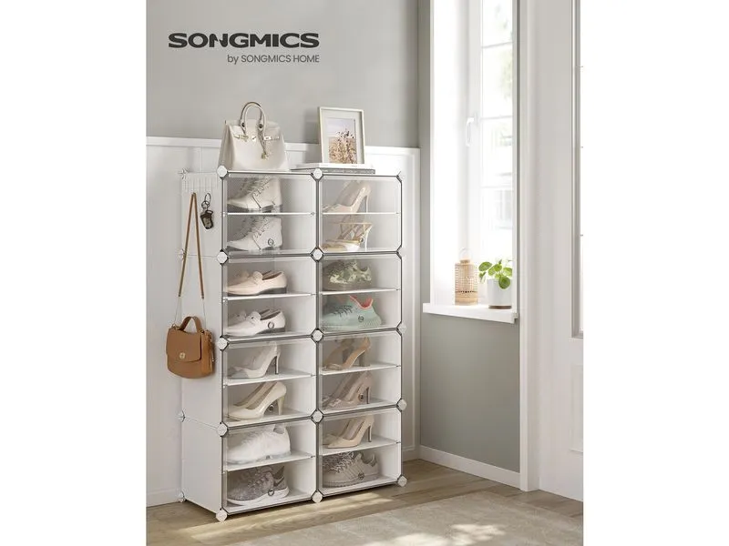 Songmics Schuhregal Schuhregal 82 x 32 x 122 cm, Weiss