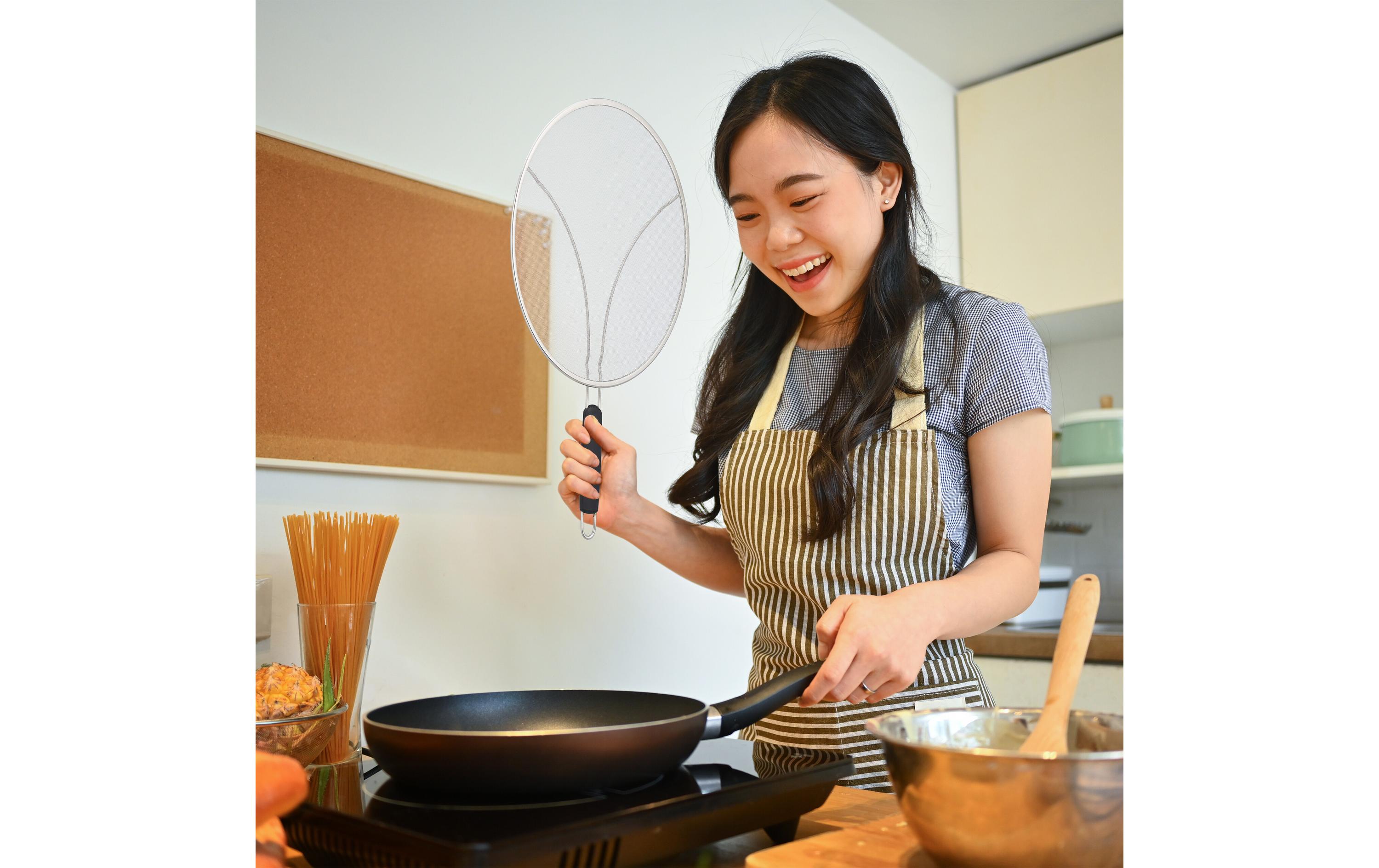 relaxdays Spritzschutzdeckel für Pfannen 33 cm, Edelstahl