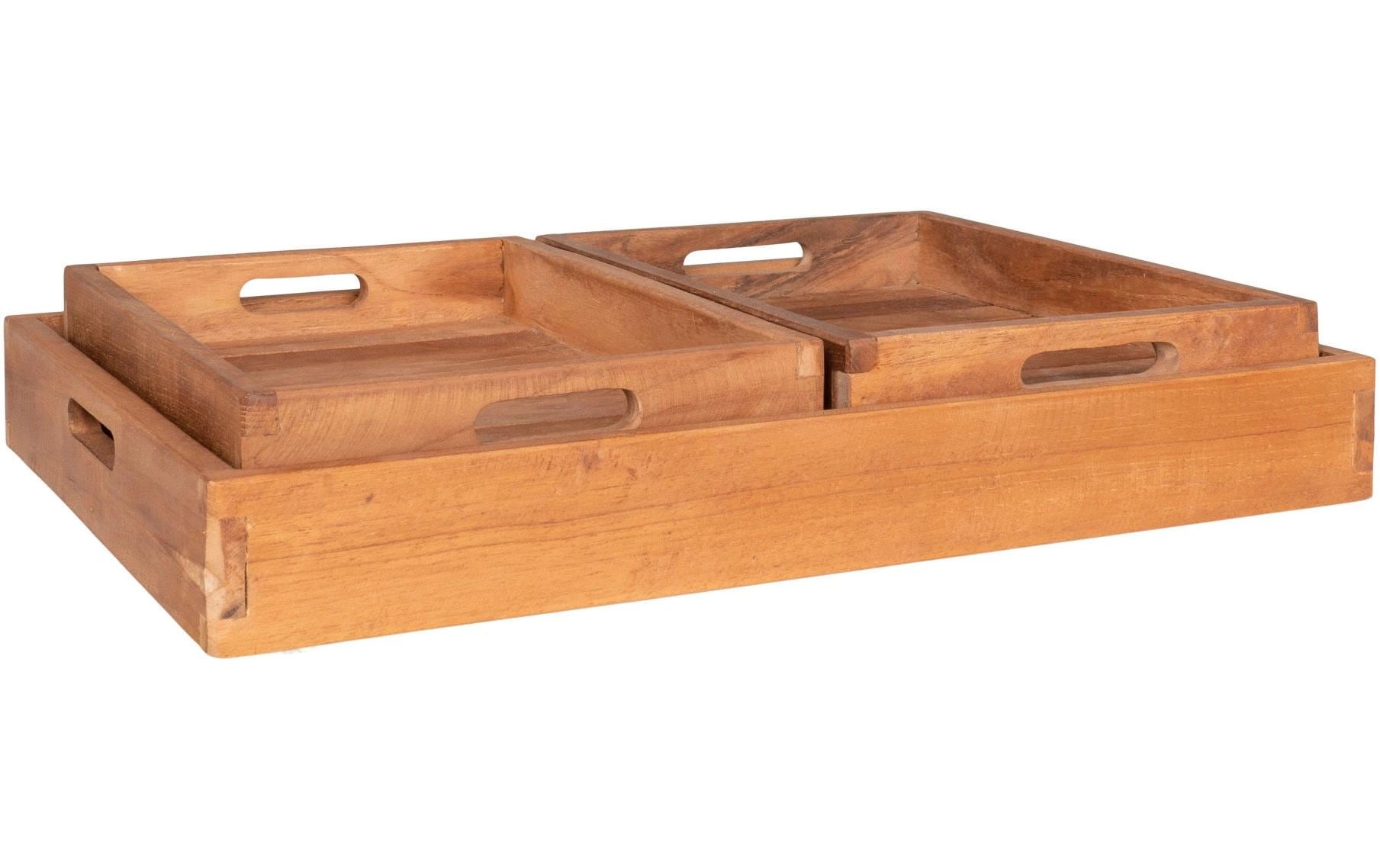 House Nordic Serviertablett Faro 3-er Set, Braun