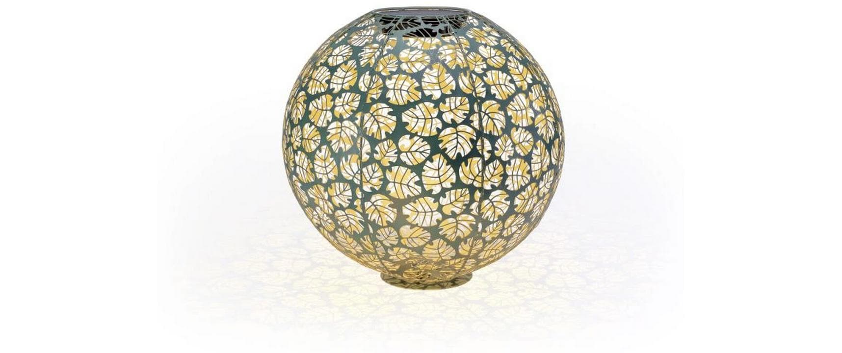 STT Windlicht Solar Antic Ball Monstera Ø 40 cm, Dunkelgrün