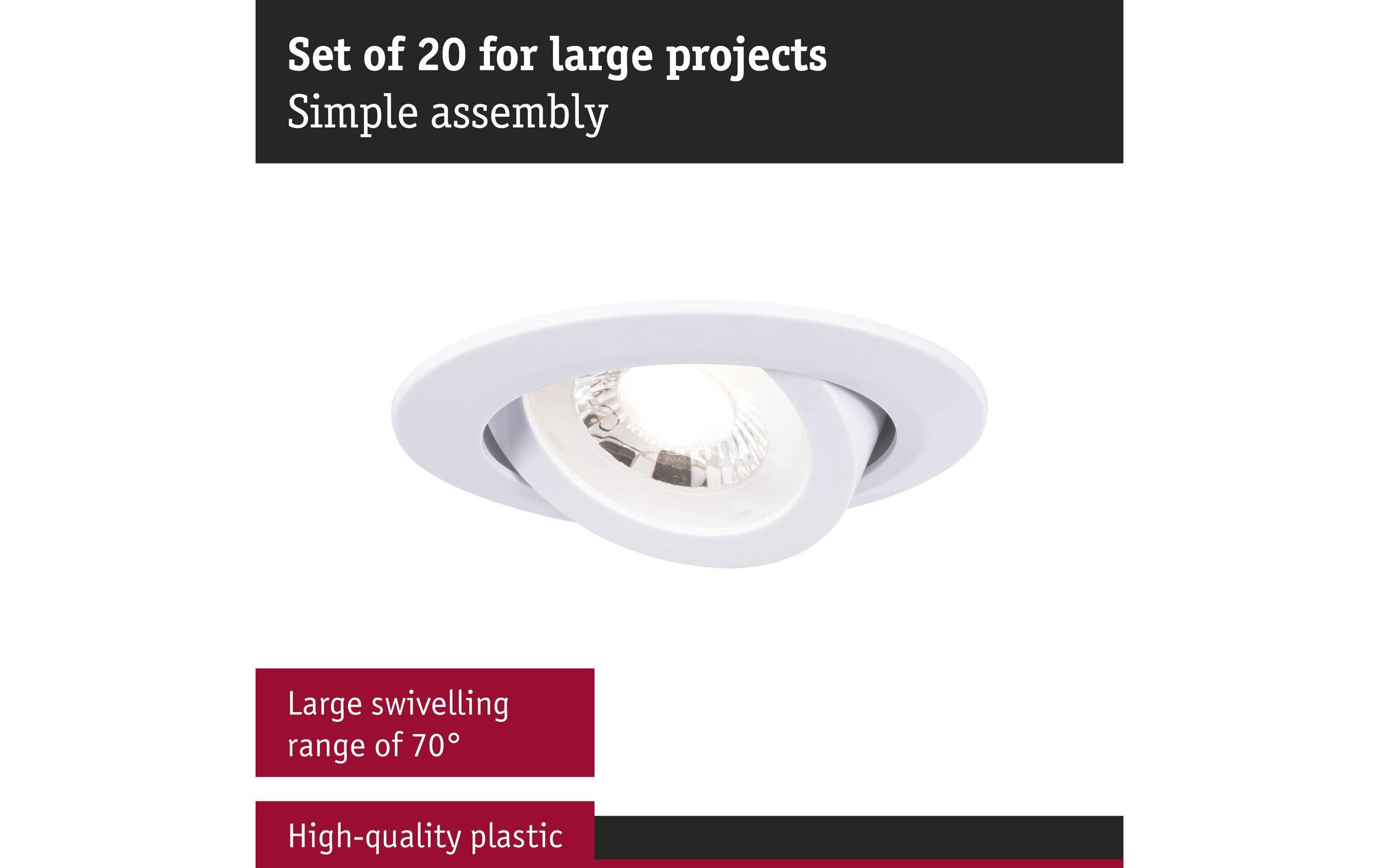 Paulmann Einbauleuchte LED 20er-Set schwenkbar rund 82 mm