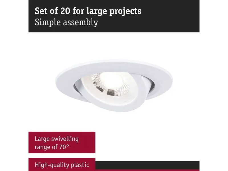 Paulmann Einbauleuchte LED 20er-Set schwenkbar rund 82 mm