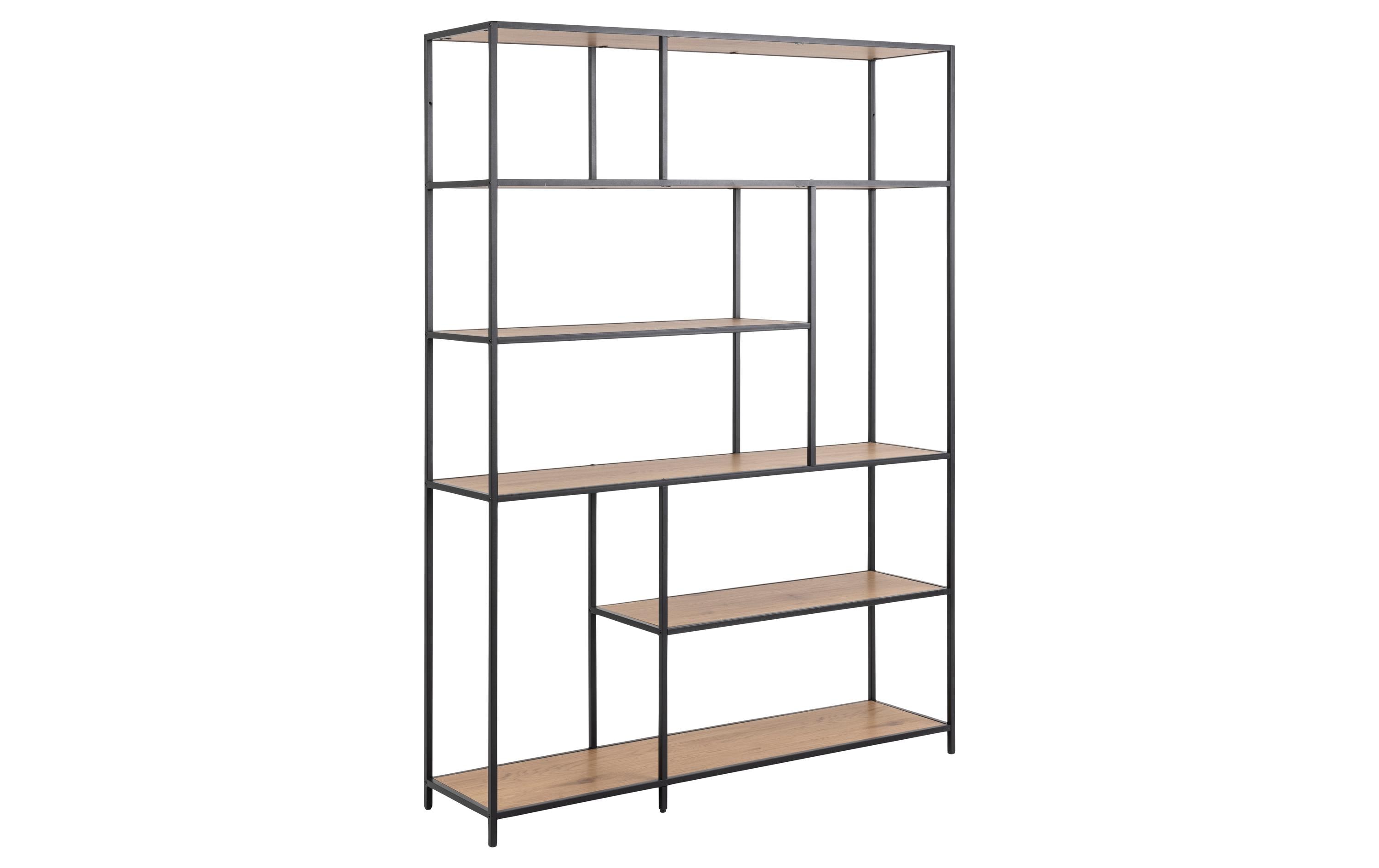 AC Design Regal Seaford 135 x 35 x 185 cm, Eiche/Schwarz