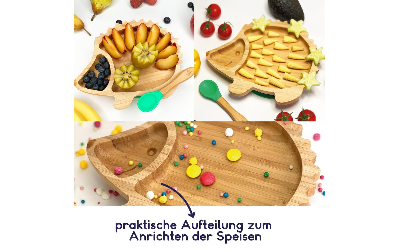 Kleinfuchs Kinderteller Bambus Igel Grün