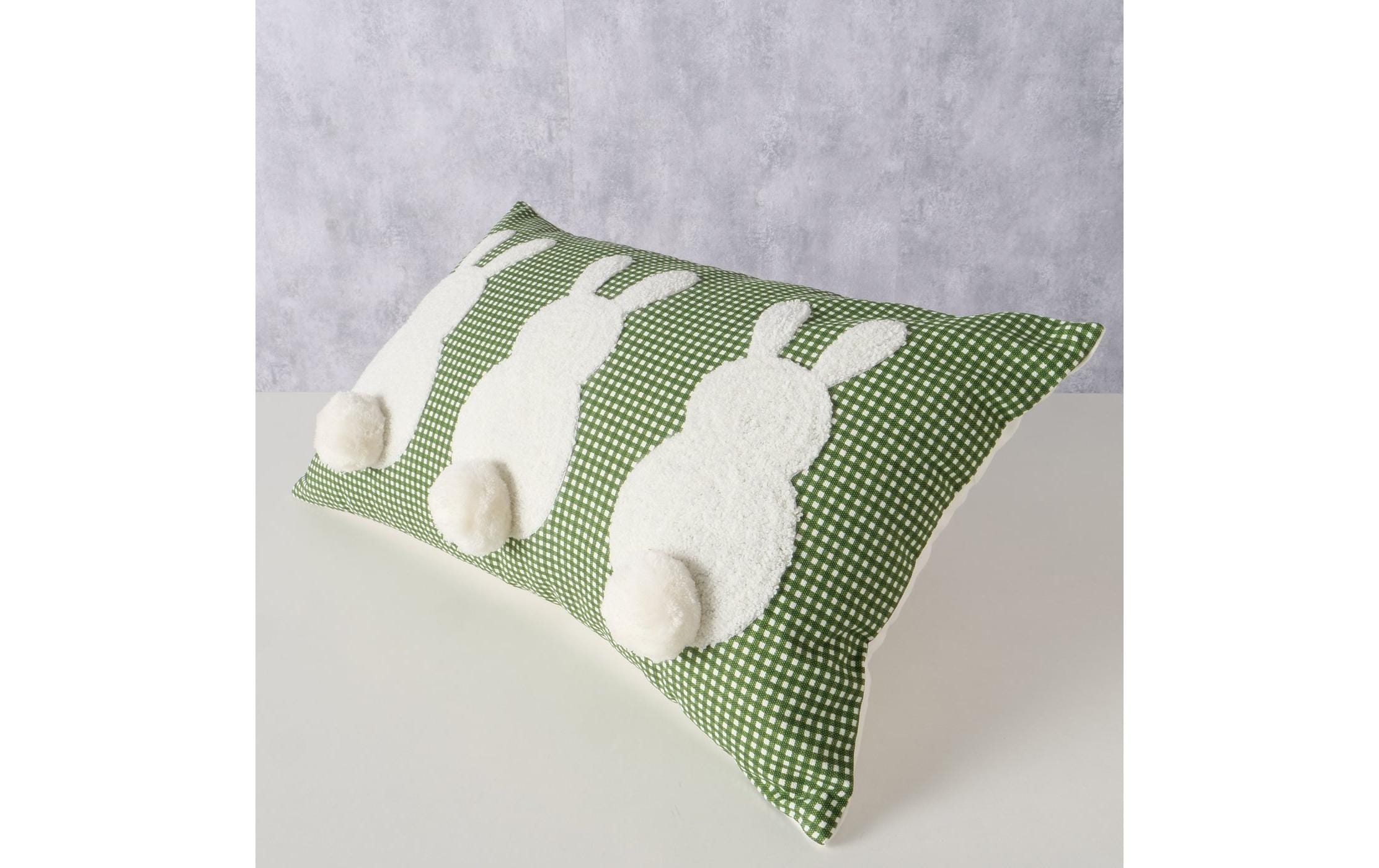 Boltze Kissen Hasen Lanari, Grün / Cremeweiss