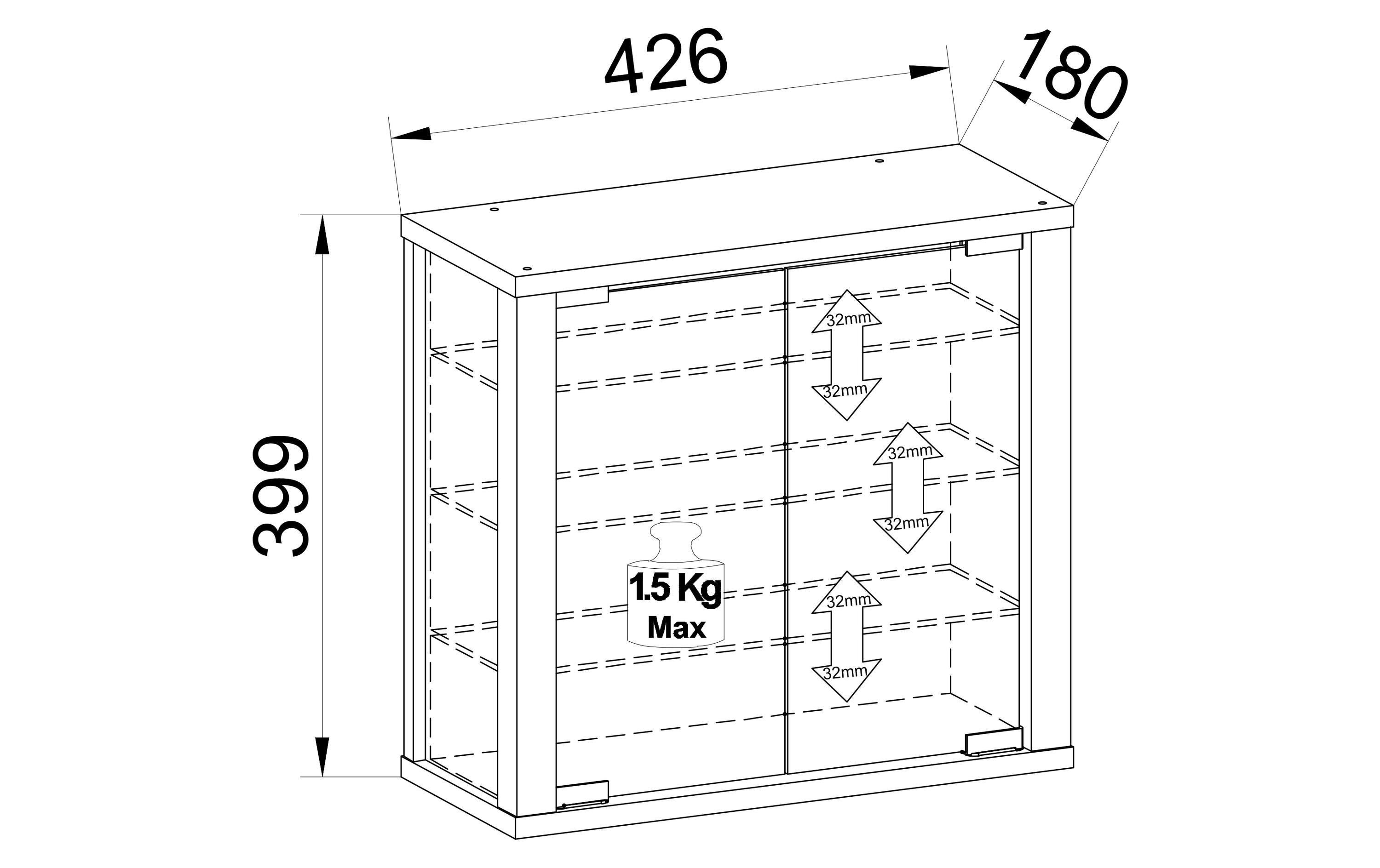 VCM Vitrine Vitrosa S 42.6 x 39.9 cm, Weiss