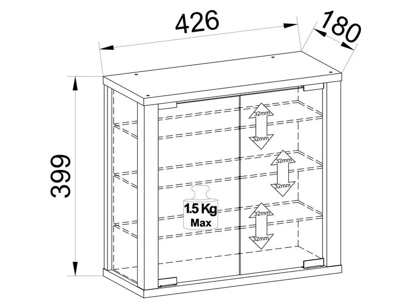VCM Vitrine Vitrosa S 42.6 x 39.9 cm, Weiss VCM Vitrine Vitrosa S 42.6 x 39.9 cm, Weiss