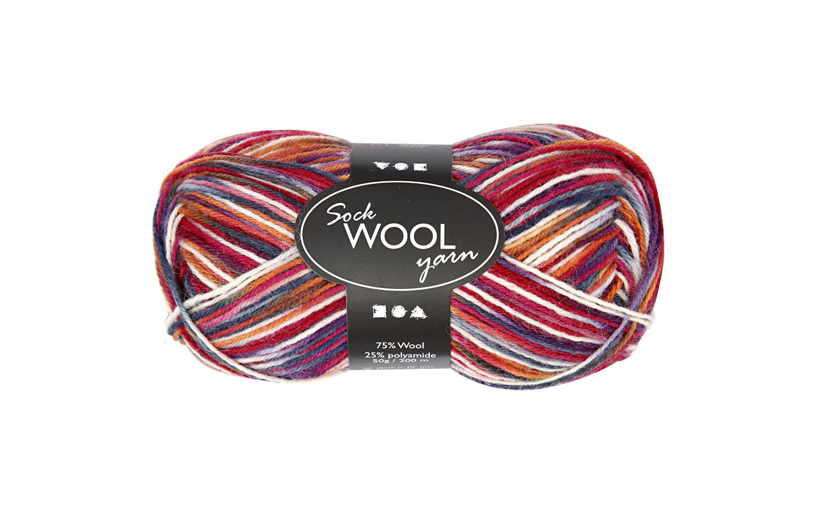 Creativ Company Wolle 50 g für Socken, Blau/Rot Creativ Company Wolle 50 g für Socken, Blau/Rot