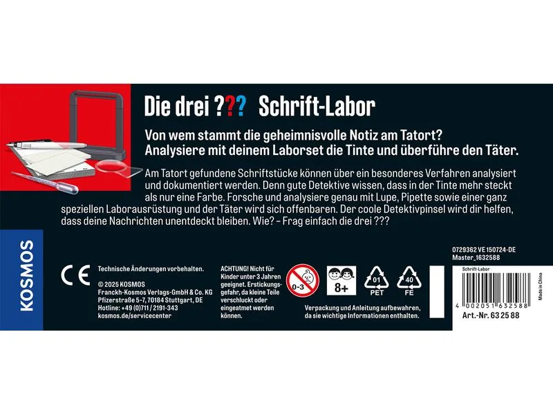 Kosmos Detektivausrüstung Die drei ??? Schrift-Labor (XL-Dose)