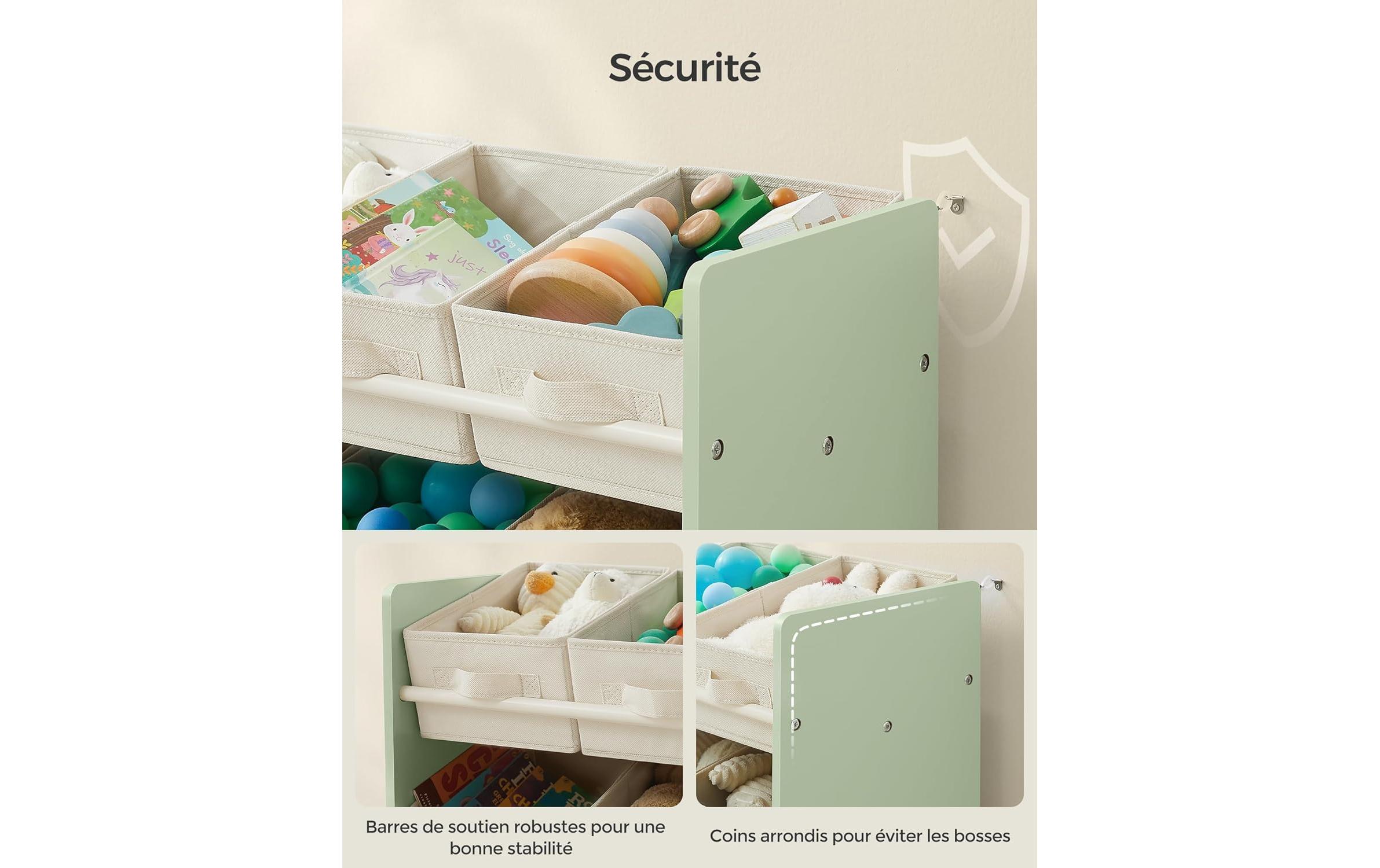 Songmics Ablageregal mit 9 Boxen 62.5 cm x 60 cm, Weiss/Grün