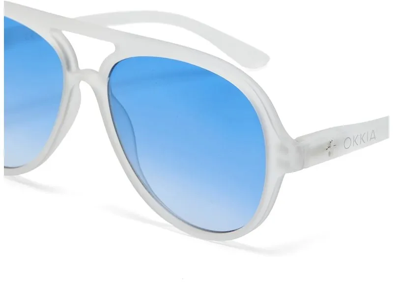 OKKIA Sonnenbrille Alessio Translucent Clear, Dark Blue Lens