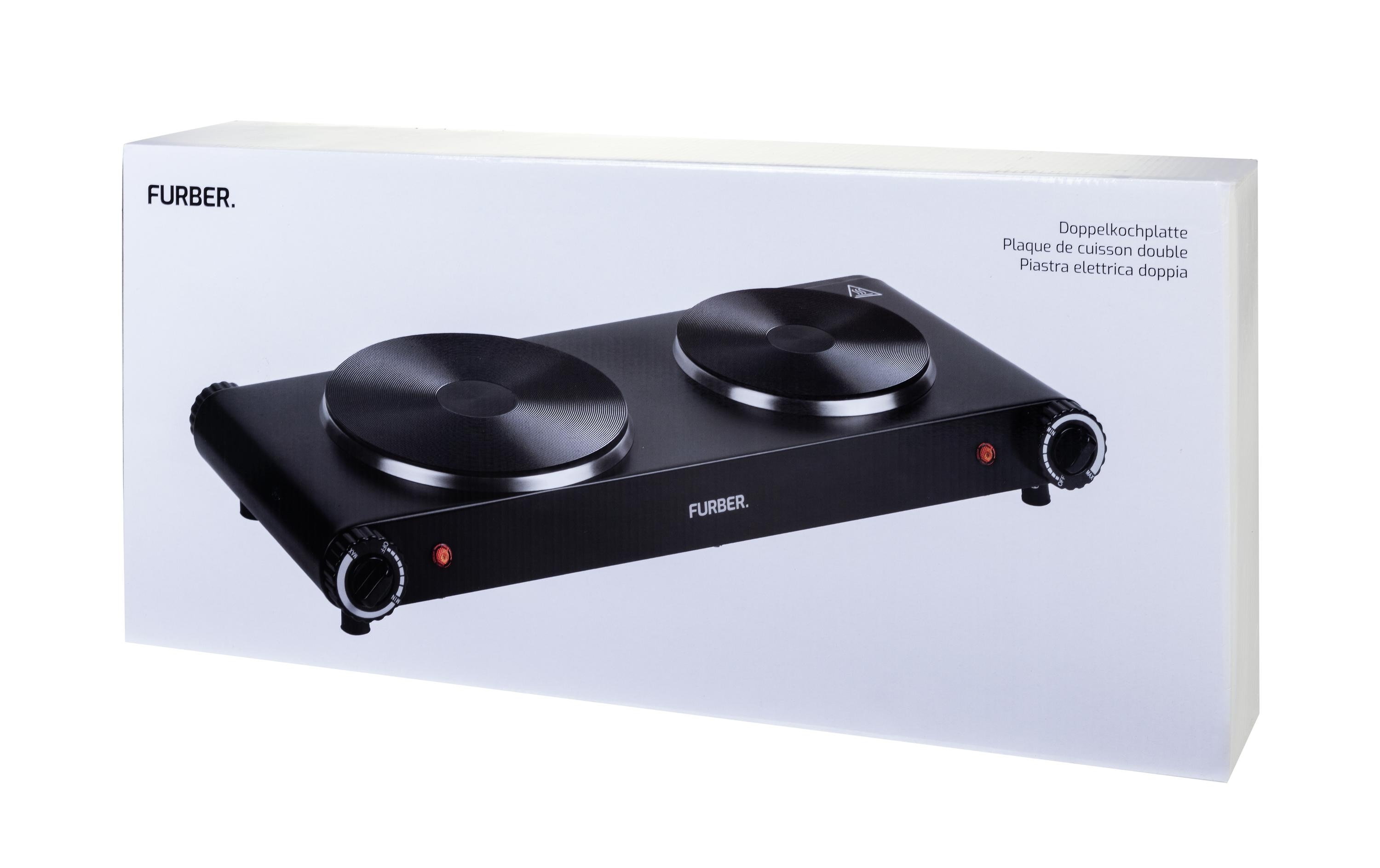 FURBER Doppelkochplatte Schwarz, 1500 W / 1000 W
