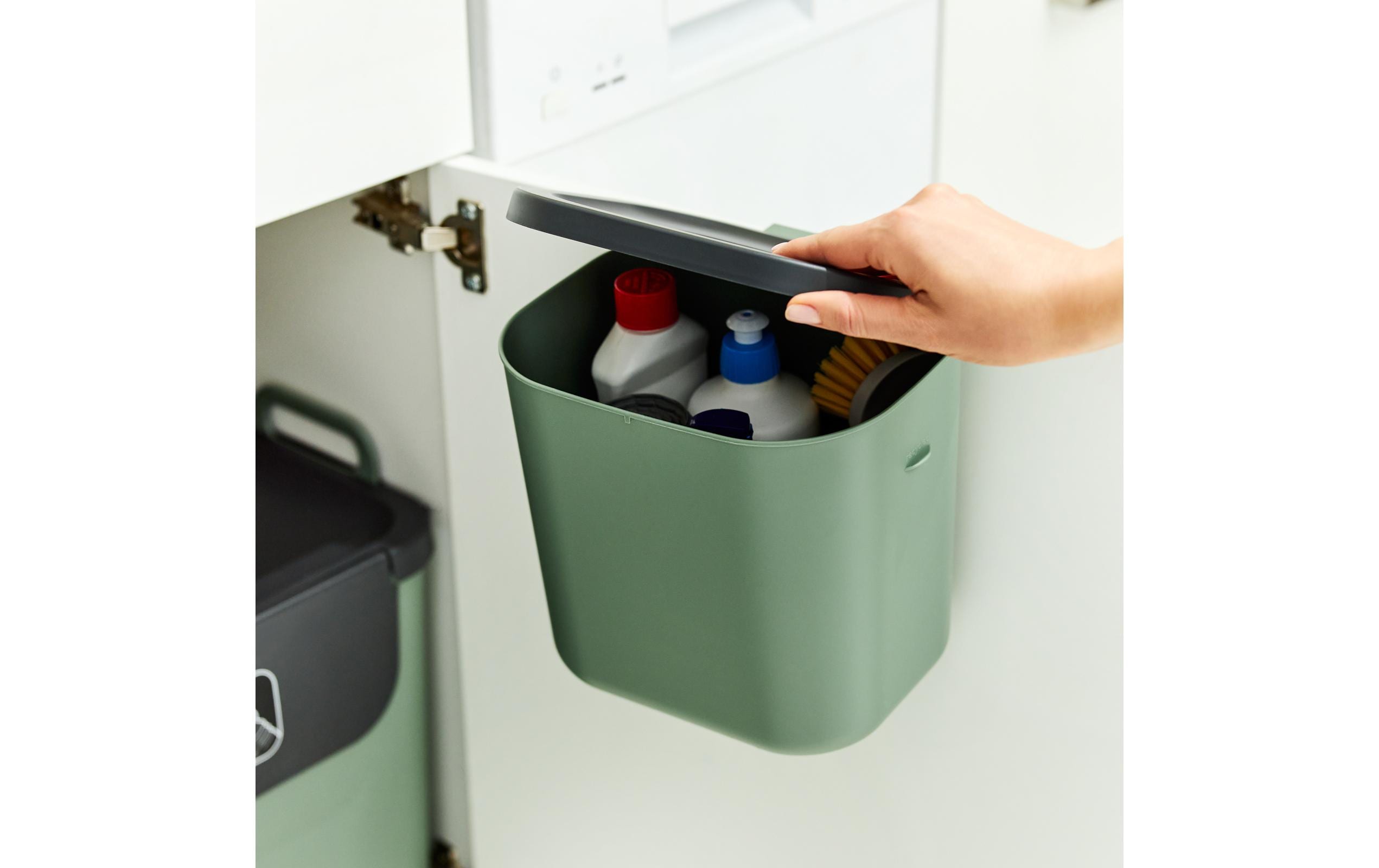 Rotho Recyclingbehälter Jive 99.2 l, Grün/Schwarz/Weiss