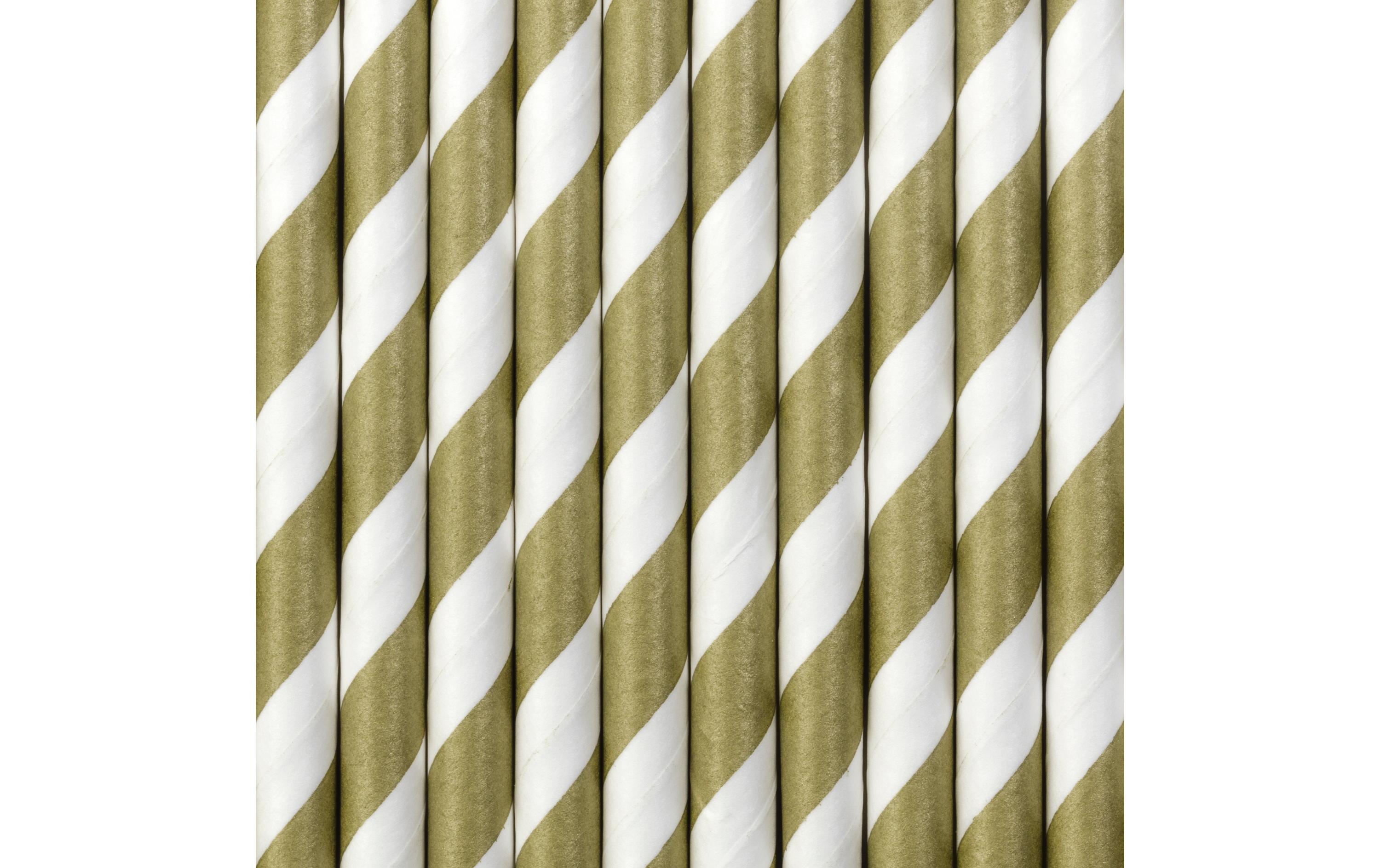 Partydeco Strohhalm 19.5 cm, 10 Stück, Gold/Weiss