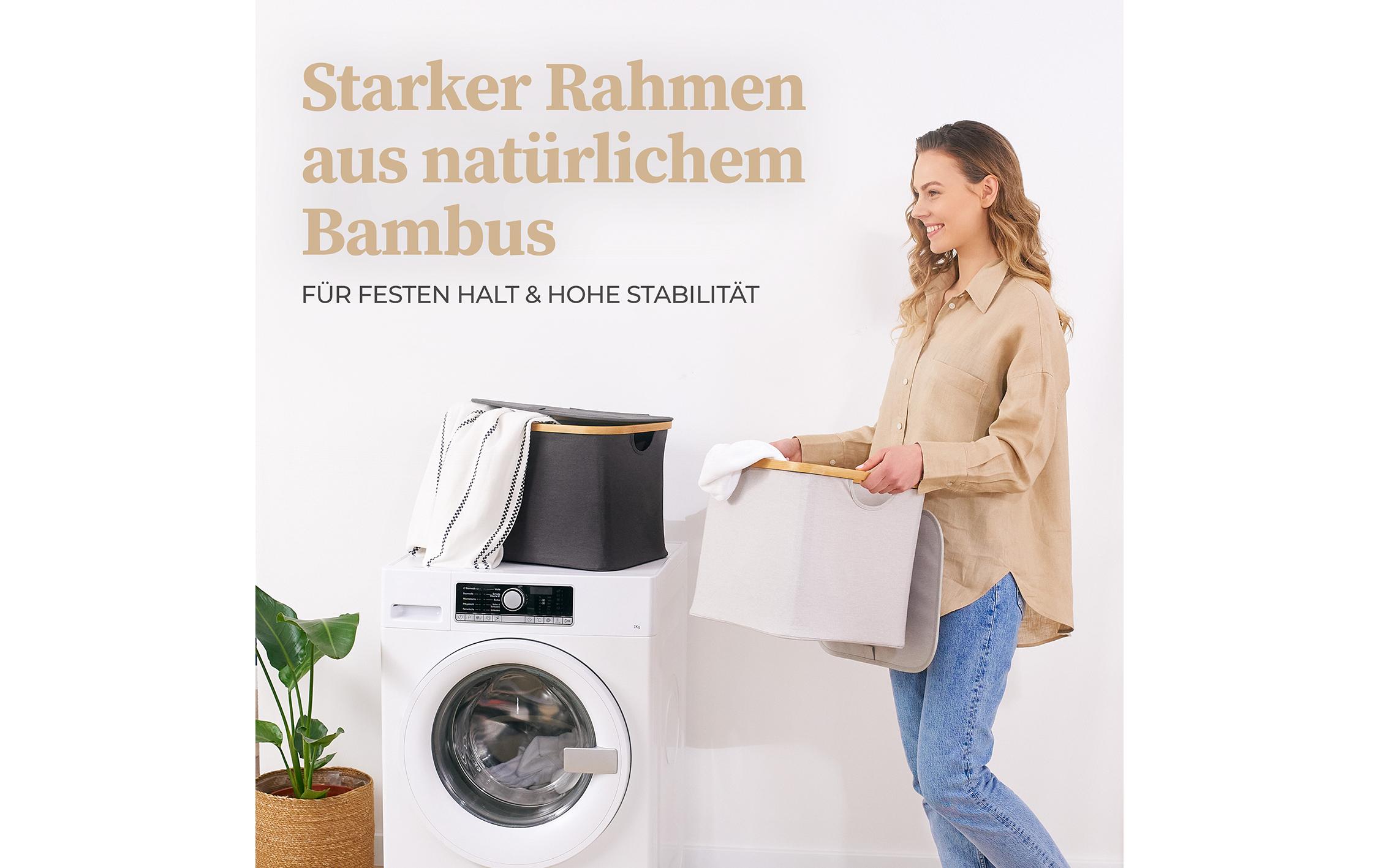 Hennez Wäschekorb Adrian 40 l, Anthrazit/Nature