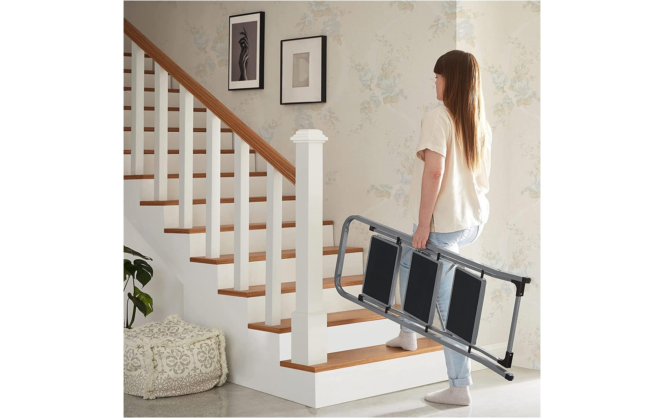 Songmics Trittleiter Grau-Schwarz