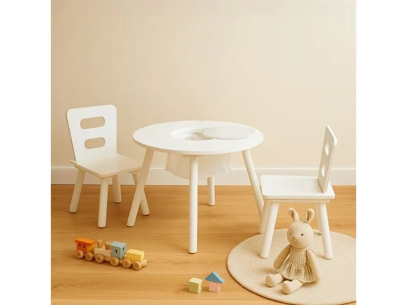 relaxdays Kindersitzgruppe mit Stauraum Weiss