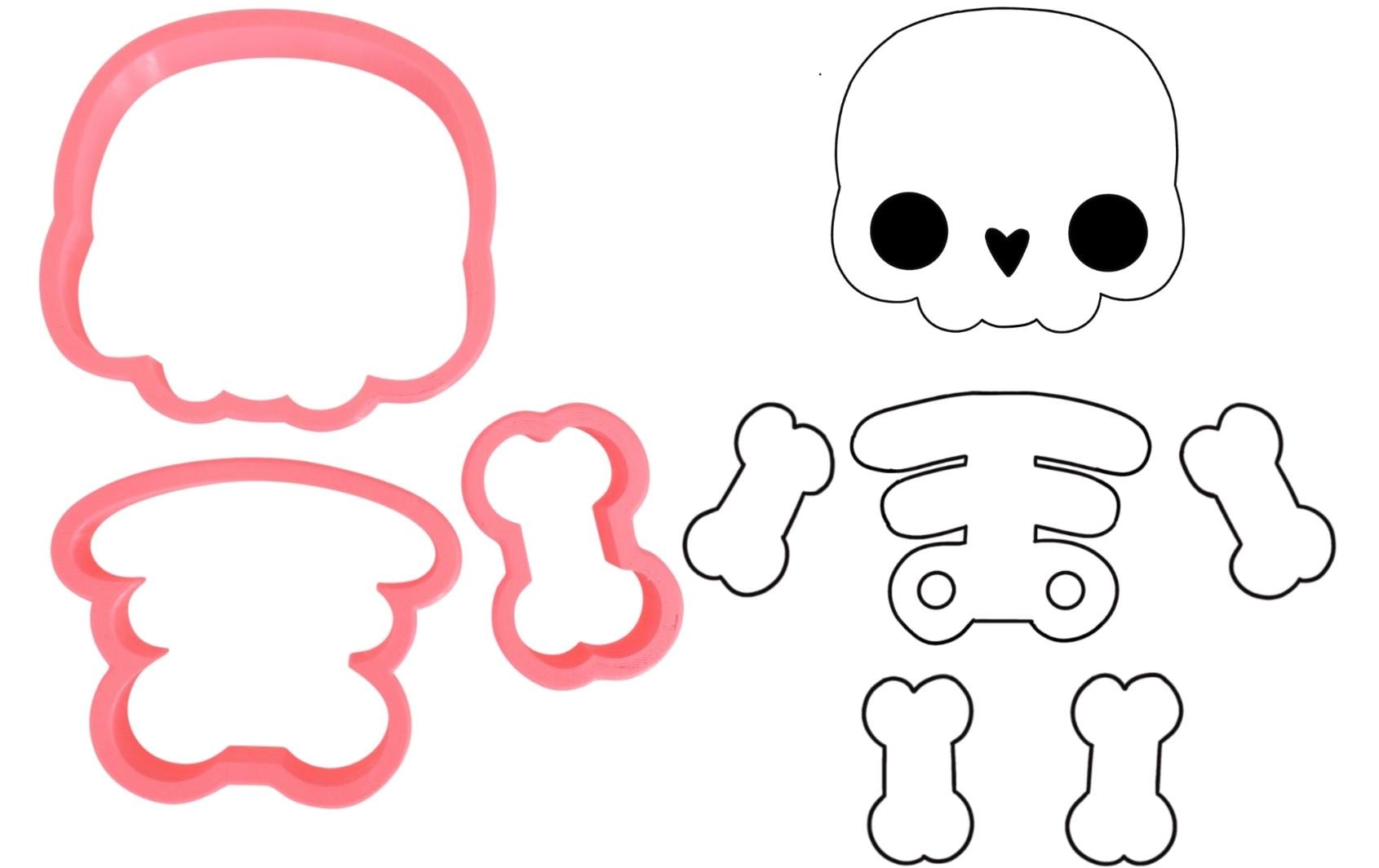 Cut my Cookies Guetzli-Ausstecher Halloweenserie Skelet und Folie 4-teilig